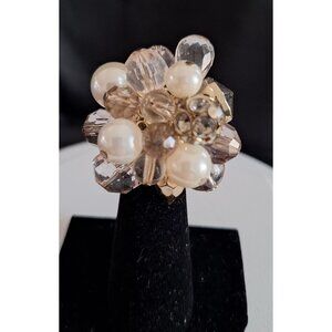 Gold-Tone Cluster Cocktail Statement Ring – Size 5